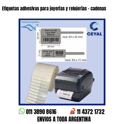 Etiquetas adhesivas para joyerías y relojerías – cadenas