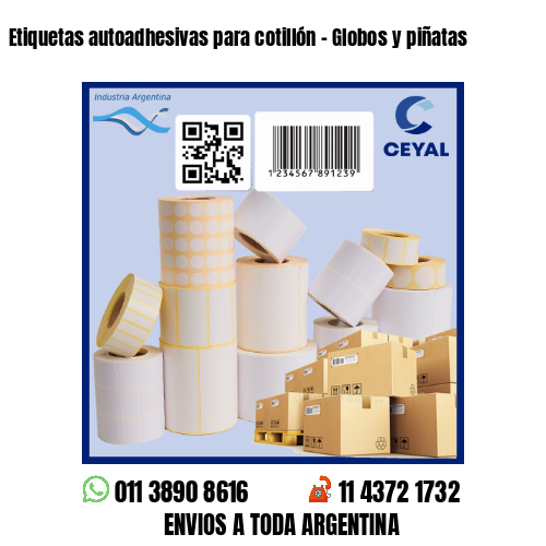 Etiquetas autoadhesivas para cotillón – Globos y piñatas