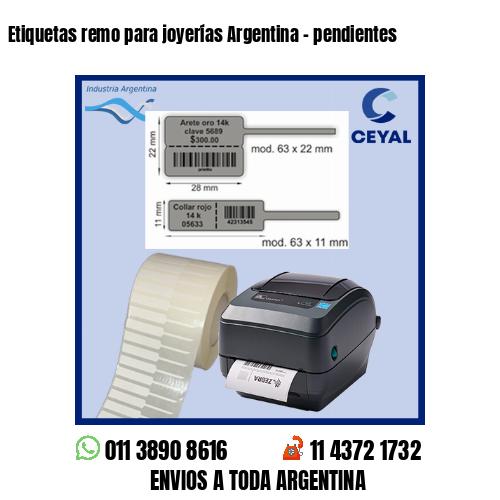 Etiquetas remo para joyerías Argentina – pendientes