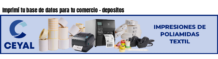 Imprimí tu base de datos para tu comercio - depositos