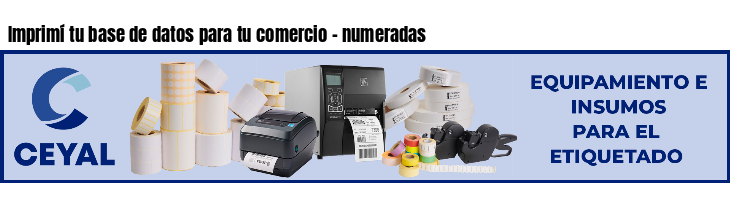 Imprimí tu base de datos para tu comercio - numeradas