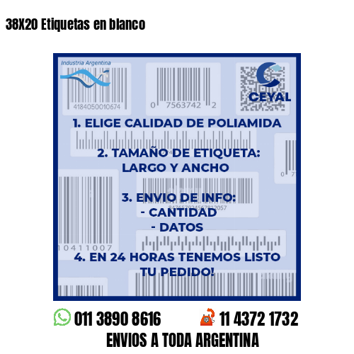 38X20 Etiquetas en blanco