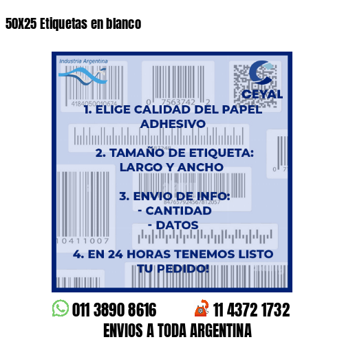 50X25 Etiquetas en blanco