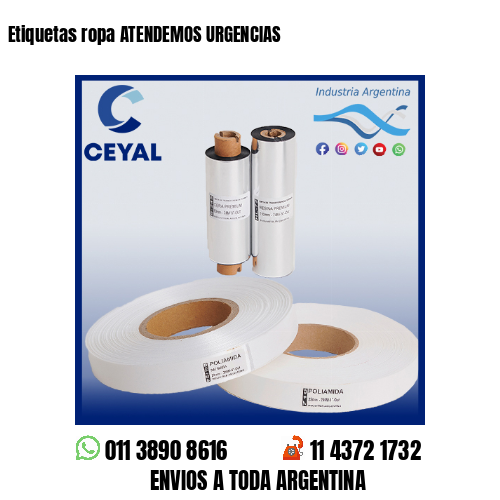 Etiquetas ropa ATENDEMOS URGENCIAS