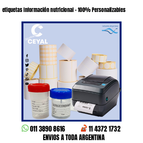 etiquetas Información nutricional – 100% Personalizables