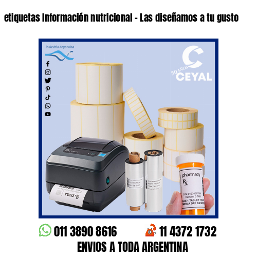 etiquetas Información nutricional – Las diseñamos a tu gusto