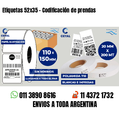 Etiquetas 52x35 - Codificación de prendas