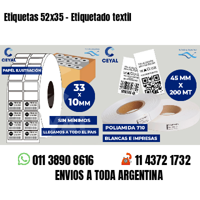 Etiquetas 52x35 - Etiquetado textil