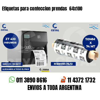 Etiquetas para confeccion prendas  64x100