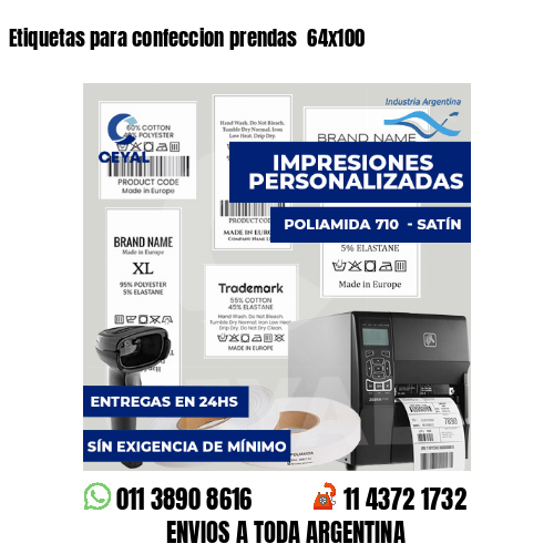 Etiquetas para confeccion prendas  64x100