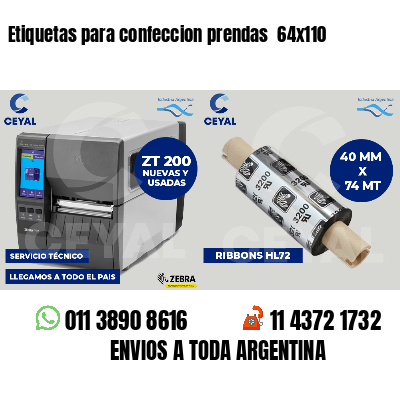 Etiquetas para confeccion prendas 64x110