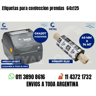 Etiquetas para confeccion prendas  64x125