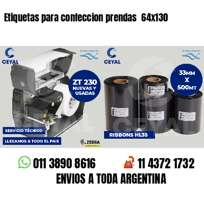 Etiquetas para confeccion prendas 64x130