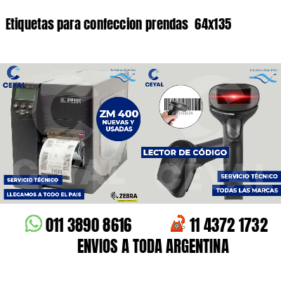 Etiquetas para confeccion prendas 64x135