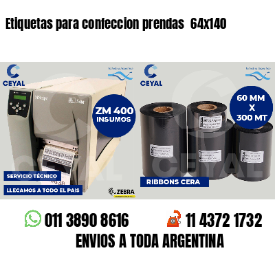 Etiquetas para confeccion prendas 64x140