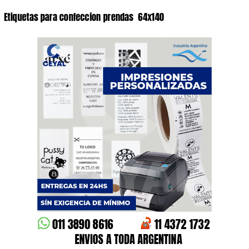 Etiquetas para confeccion prendas 64x140