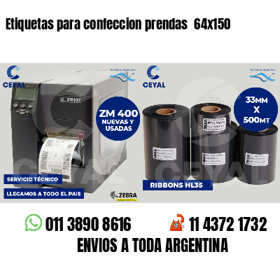 Etiquetas para confeccion prendas 64x150