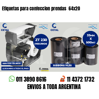 Etiquetas para confeccion prendas 64x20