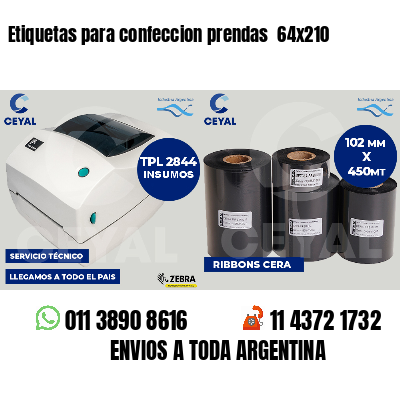 Etiquetas para confeccion prendas  64x210