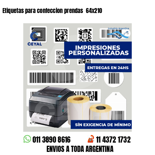 Etiquetas para confeccion prendas  64x210