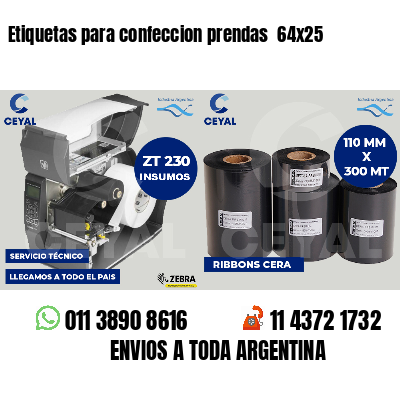 Etiquetas para confeccion prendas  64x25