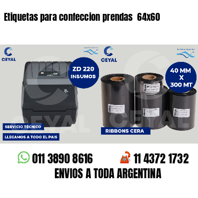 Etiquetas para confeccion prendas 64x60