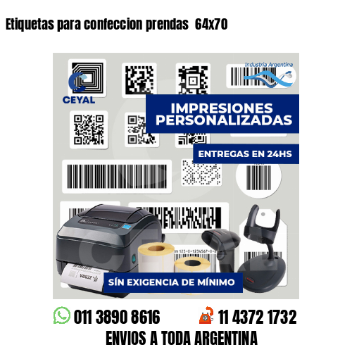 Etiquetas para confeccion prendas  64x70