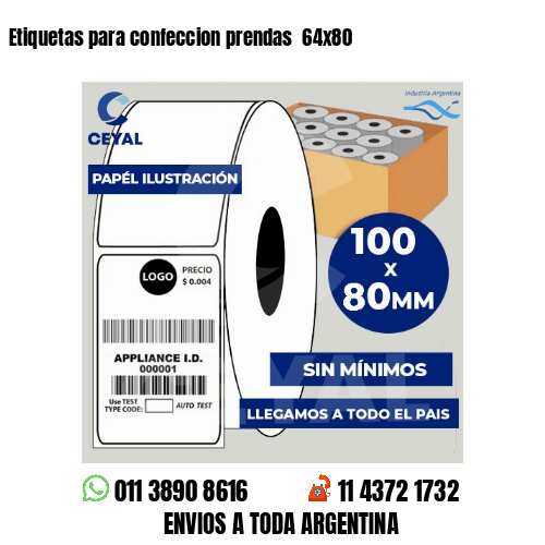 Etiquetas para confeccion prendas  64×80