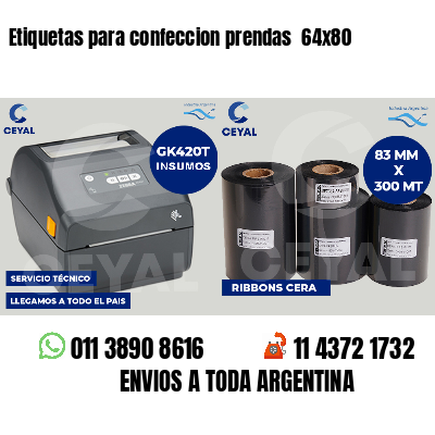 Etiquetas para confeccion prendas 64x80