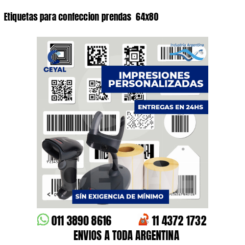 Etiquetas para confeccion prendas 64x80