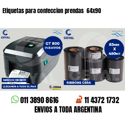 Etiquetas para confeccion prendas  64x90