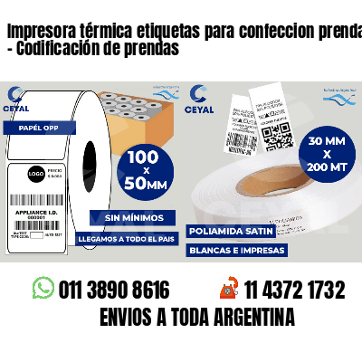 Impresora térmica etiquetas para confeccion prendas   - Codificación de prendas