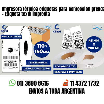 Impresora térmica etiquetas para confeccion prendas   - Etiqueta textil imprenta