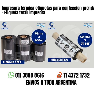 Impresora térmica etiquetas para confeccion prendas   - Etiqueta textil imprenta