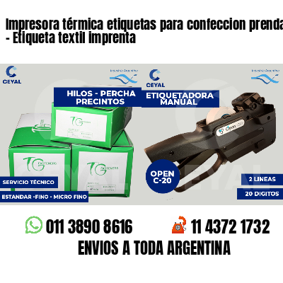 Impresora térmica etiquetas para confeccion prendas   - Etiqueta textil imprenta