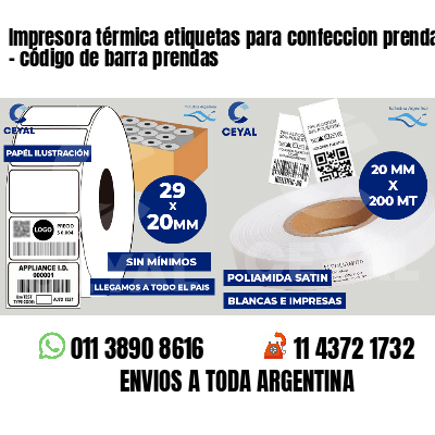 Impresora térmica etiquetas para confeccion prendas - código de barra prendas