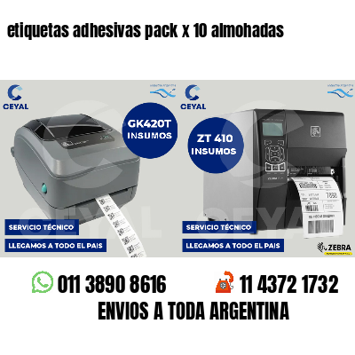 etiquetas adhesivas pack x 10 almohadas