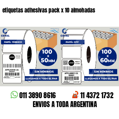etiquetas adhesivas pack x 10 almohadas