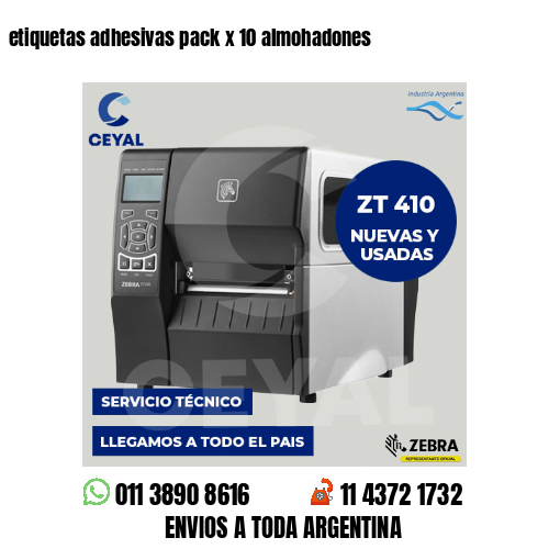 etiquetas adhesivas pack x 10 almohadones