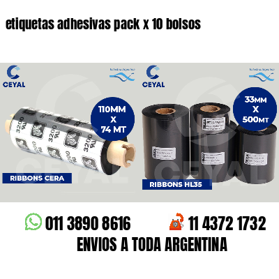 etiquetas adhesivas pack x 10 bolsos