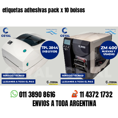 etiquetas adhesivas pack x 10 bolsos