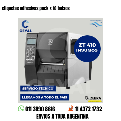 etiquetas adhesivas pack x 10 bolsos