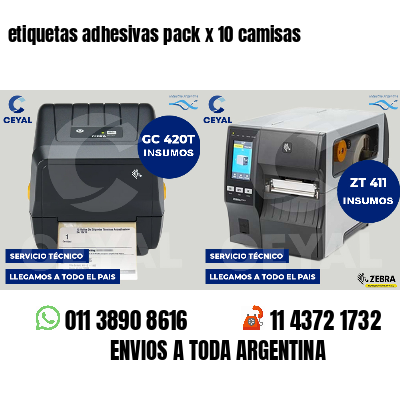 etiquetas adhesivas pack x 10 camisas