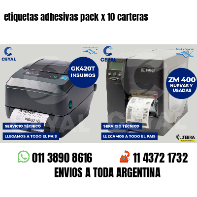 etiquetas adhesivas pack x 10 carteras