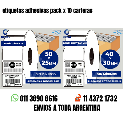 etiquetas adhesivas pack x 10 carteras