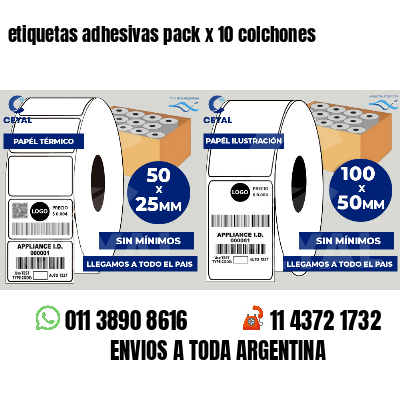 etiquetas adhesivas pack x 10 colchones