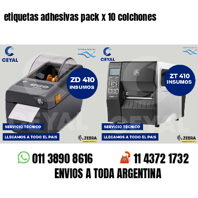 etiquetas adhesivas pack x 10 colchones