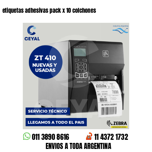 etiquetas adhesivas pack x 10 colchones
