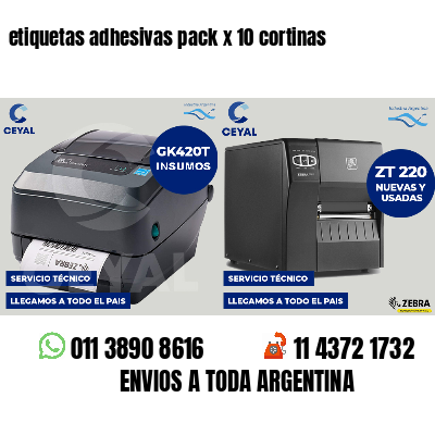 etiquetas adhesivas pack x 10 cortinas
