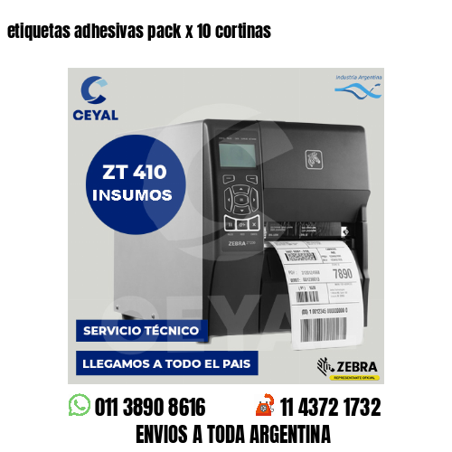 etiquetas adhesivas pack x 10 cortinas